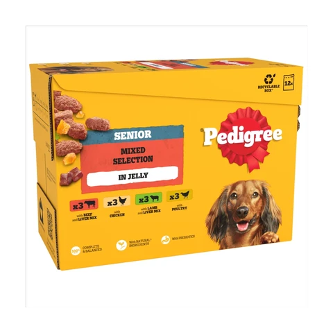 Pedigree Senior Wet Dog Food Mixed Selection In Jelly 12 x 100g Pouch