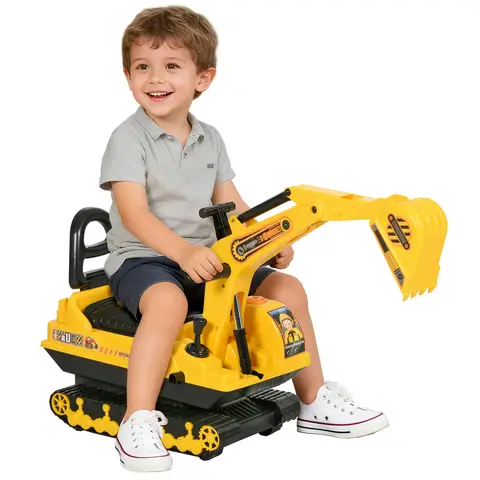 HOMCOM Ride On Tractor, Toddler Ride On Digger Toy with Adjustable Arm & Manual Shovel, Pretend Play Construction Truck for Boys Girls 18-48 Months