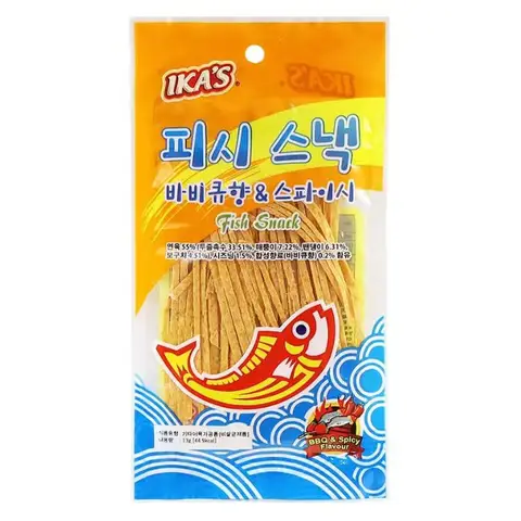 IKA's BBQ & Spicy Flavor Fish Snack, 6 Packs (13g Each)
