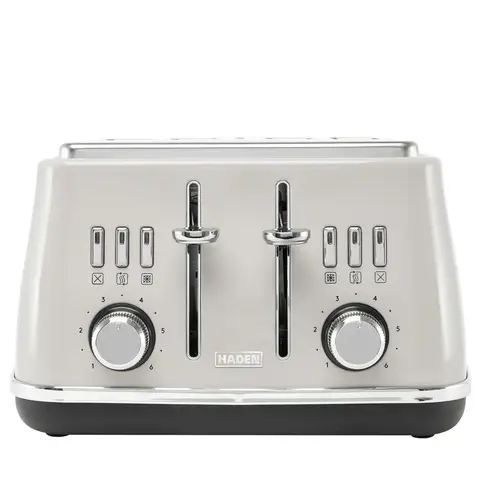 Haden Cotswold 4 Slice Toaster, Dual Control, Coated Stainless Steel, Extra Wide Slots, Putty Beige - 205995