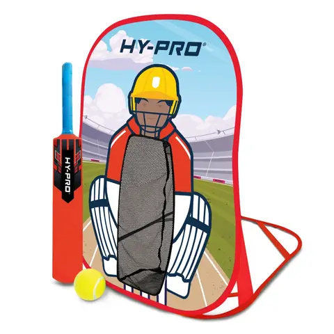 Hy-Pro Kids Cricket Bat, Tennis Ball & Pop Up Stump Set Multicoloured