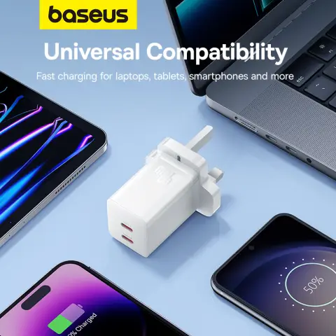 Baseus GaN5 Pro Fast Charger C+C 40W UK Moon White