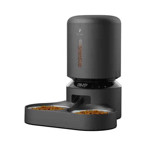 Petlibro Granary Dual Tray Automatic Feeder - 5L， Black， Timed Dry Food Feeder， Touch Controls