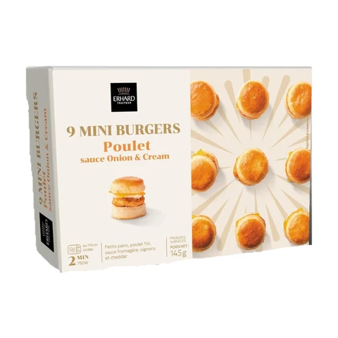 ERHARD 9 Mini burgers saveur poulet sauce Onion & Cream - 145 g