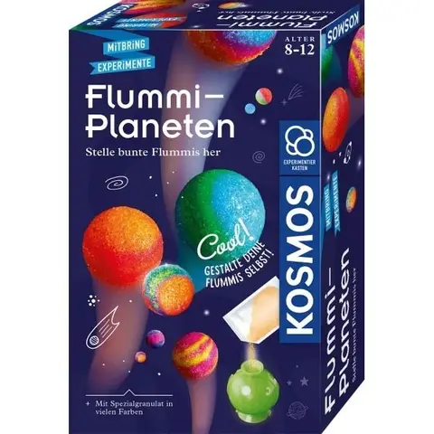 KOSMOS 657765 Flummi-Planeten, Bunte Flummis selbst herstellen, Coole Farbmuster selber Mixen, Experimentierset für Kinder ab 8 Jahre, Mitbringexperiment, Aktivität für Kindergeburtstag