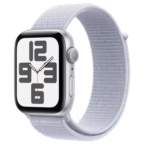 Apple Watch SE (GPS + Cellular) 2nd Gen - Sport Loop - One Size - Silver/Blue Cloud - 44mm (One size)