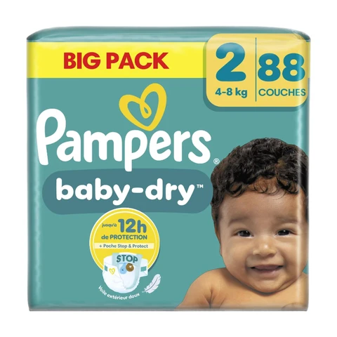 PAMPERS Couches Baby-Dry Taille 2 x88