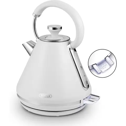 Tower Cavaletto Mirage Digital Kettle, Variable Temperature, Rapid Boil, 3kW, 1.7L, White & Chrome - T10087WHT