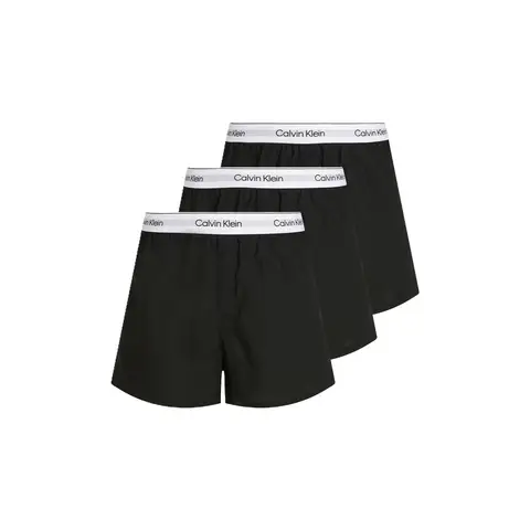 Calvin Klein Unterwäsche 3er-Pack gewebte Boxershorts Slim - Icon Baumwoll-Stretch Schwarz Größe M