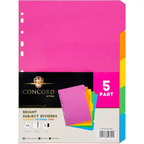 Concord Bright Subject Divider A4 5 Part