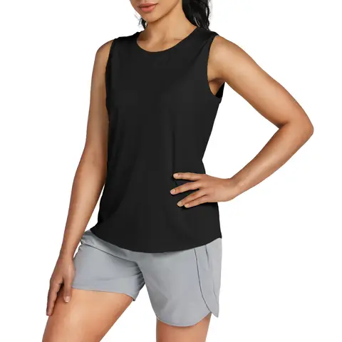 WILLIT Women's Workout Tank Tops Sleeveless Running Yoga Tops Quick Dry Active Shirts Gym Exercise Loose Fit Black L