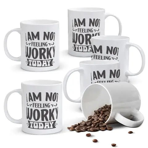 Alphynix 1pc 11oz White Mug with "I AM NOT FEELING WORKY TODAY" Quote in Playful Typography, Relatable Work Humor Christmas or Thanksgiving Gift