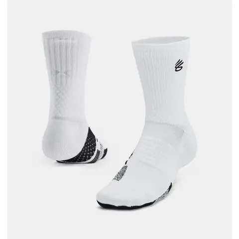 Under Armour Curry ArmourDry Playmaker Unisex Mid-Crew Socks - White