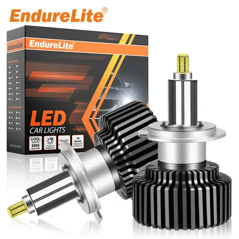 ENdureLite H1 H7 H4 H11 9005 9006 9012 Headlight LED Bulbs 27000LM Brighterness 300% Brighter, 360 Degree, CSP Chips 1:1 Mini Size, 6000K Cool White Lights with Cooling Fan,3 Minutes Inatallation, Pack of 2