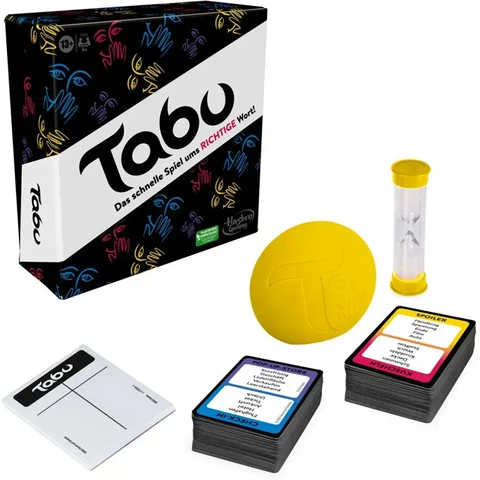 Hasbro Klassisches Tabu Spiel, Partyspiel, Wörterspiel für Erwachsene und Teenager, Ratespiel für 4 und mehr Spieler, ab 13 Jahren, Deutsche Version