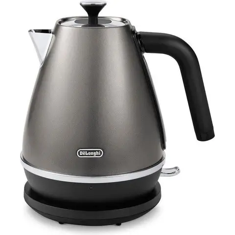 De’Longhi Distinta Titanium KBIN2001.TB, Elektrischer Wasserkocher, 360° Drehbare Basis, Wasserstandsanzeige, Kabelaufbewahrung, Anti-Kalk-Filter, Abnehmbarer Deckel, 1,7 L, 2000W, Titan Schwarz