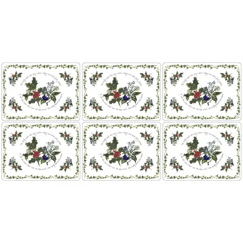 Portmeirion The Holly & The Ivy Placemats – Set of 6 + 6 FREE Coasters