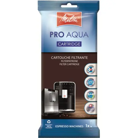 Melitta Filterpatrone Pro Aqua (1 Patrone) - Kalkfilter für Kaffeemaschinen, verhindert Kalkablagerungen & reduziert Verunreinigungen für besten Kaffeegeschmack