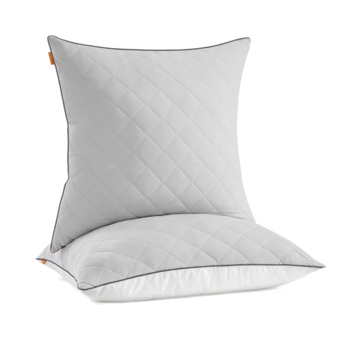 SONGMICS HOME Kopfkissen 2er Set, beidseitig verwendbar, 80 x 80 cm, weicher Bezug, 1200 g Füllung, Winter, Sommer, maschinenwaschbar, trocknergeeignet bis 60 °C, taubengrau TBP022G02