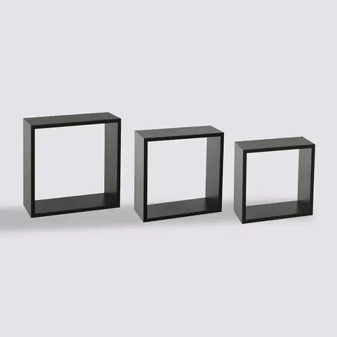 Wandkubus Zwart Groot - Set van 3
