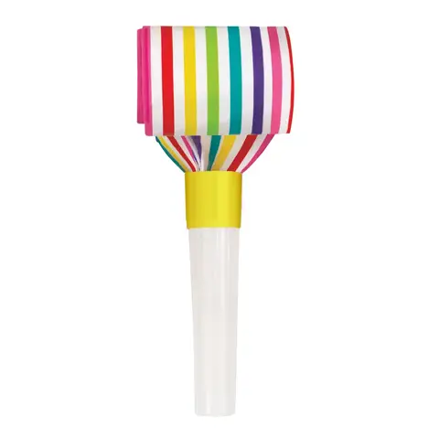 Unique Party Noisemaker Party Blowers, Rainbow Stripe, 8 Pack