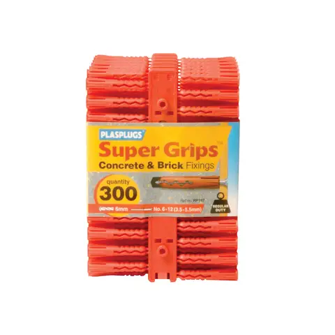 PLASPLUGS RP 187 Solid Wall Super Grips™ Fixings Red (300)