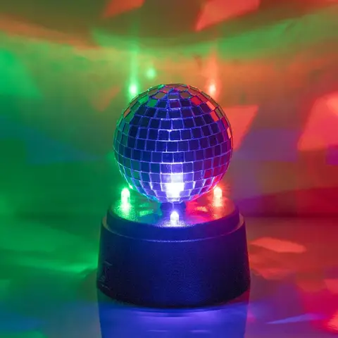 GLOBAL GIZMOS Table Lamp Disco Ball Rotating Silver/Multicolour Small