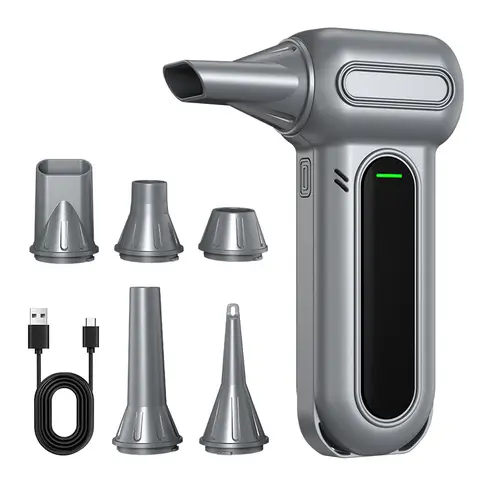 WOLFBOX Style Easywox NB001 Compressed Air Duster, 160W 130000RPM Three-Phase Brushless Motor, 190g Strong Wind Pressure, Dual 4000mAh Battery, Type-C Charging, Mini Portable Design, Silver