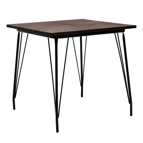 Interiors by Premier Dining Table District Square Elm Wood Walnut/Black