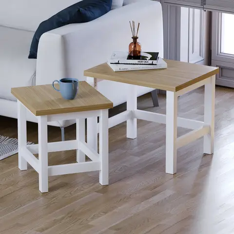 Vida Designs Side Tables Nested Arlington White/Oak Effect 2pcs