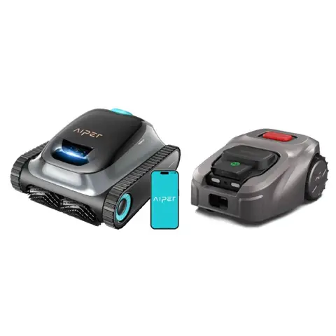 Ensemble d'entretien de jardin | Robot nettoyeur de piscine Aiper Scuba S1 & Tondeuse robot AI ISWARD GX, Nouvelle version, Signal RTK, Sans fil de délimitation, Filtration ultra-fine, Contrôle via application, Entretien complet pelouse et piscine