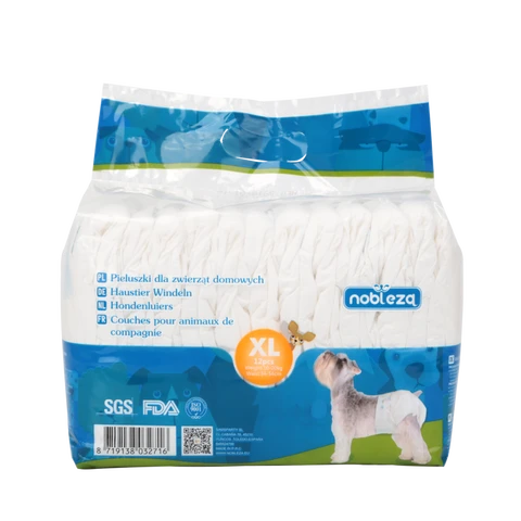 NoblezaPET DIAPERS/XL/L53*W35cm/White/Female dog/12pcs/UKStrong water absorption;Easy to use;Adjustable size