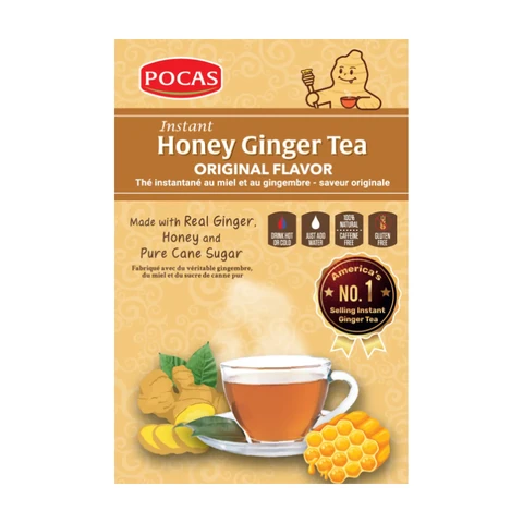 POCAS Honey & Ginger Tea, Original Flavor, 10 Sachets / 18 g