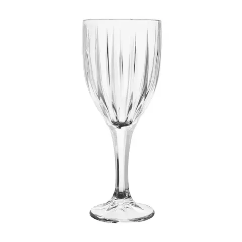 Maison by Premier Set of 4 Crystal Wine Glasses, Fluted Goblets, Clear Stemware, Ribbed Wine Cups For Bar Top, & Table Decor