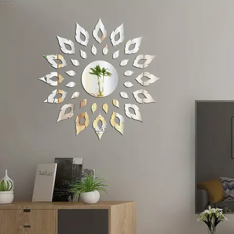 33pcs PVC Sunflower Mirror Wall Sticker Decoration