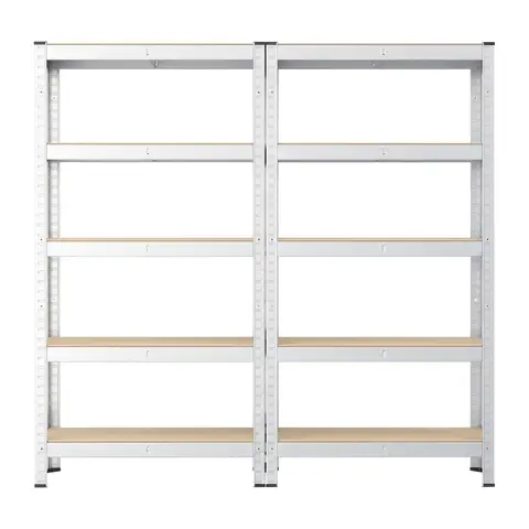 SONGMICSHOME  5-Tier Shelving Units Set of 2, Steel Shelving Unit for Storage, Garage, Shed, 30 x 75 x 150 cm, Silver