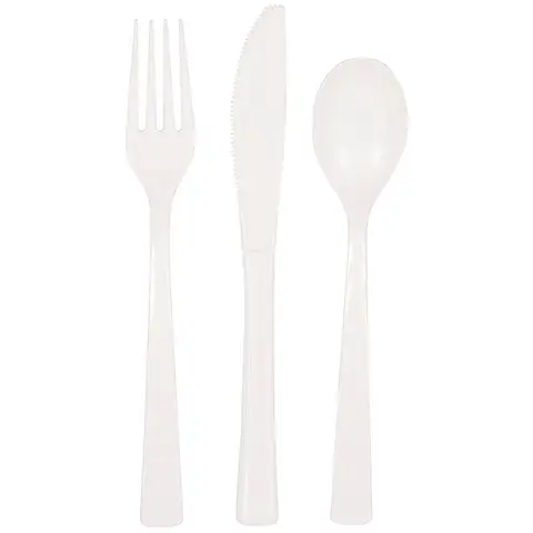Unique Plastic Cutlery, White, 18 pack