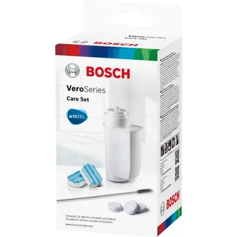 Bosch Onderhoudsset voor Koffiemachines TCZ8004A, 10 Schoonmaakdozen, 3 Ontkalkingspillen, 1 BRITA Waterfilter, Melkslang Schoonmaakborstel, voor Vero Volautomatische Koffiemachines en Volautomatische Ingebouwde Machines