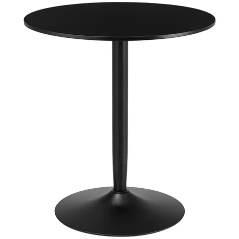 HOMCOM Round Dining Table, Modern Kitchen Table with Steel Base, Non-slip Foot Pad for Living Room, Dining Room Black