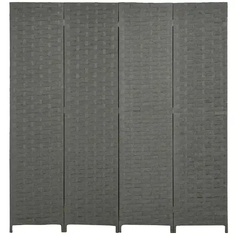 HOMCOM 4-Panel Room Dividers, Wave Fibre Freestanding Folding Privacy Screen Panels, Partition Wall Divider for Indoor Bedroo