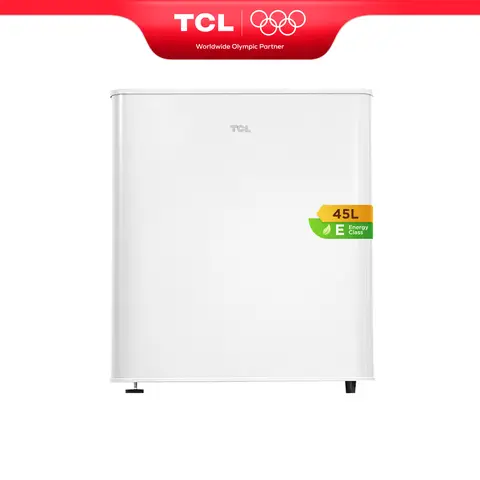 TCL RF60DWE0FR Mini réfrigérateur 45 L – Réfrigérateur de table compact pour boissons, en-cas & rafraîchissements, pieds réglables, étagère en verre trempé, classe énergétique E – Utilisation silencieuse à la maison et au bureau