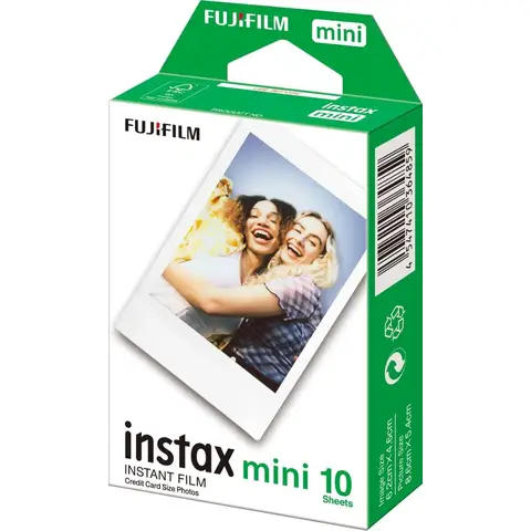 Fujifilm Instax Mini Sofortbildfilm, weißer Rand, 10 Blätter, geeignet für alle Instax Mini Kameras und Drucker