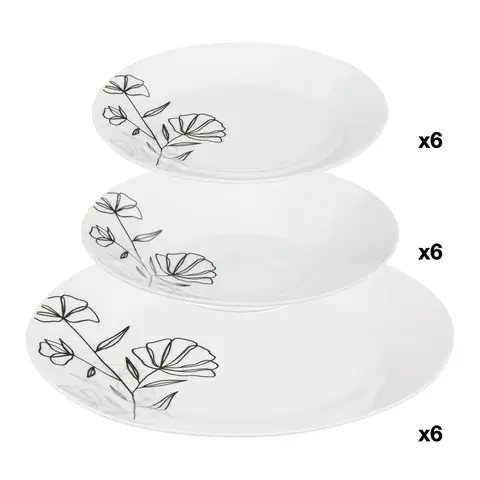 Secret de Gourmet Azalée 18-delige Dinerset - Keramiek, Bloemontwerp, Voor 6 personen