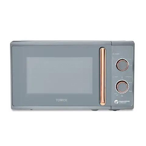 Tower Cavaletto Manual Microwave - Grey & Rose Gold, 20L, 800W, with 5 Power Levels & 35 Minute Timer, T24038RGG