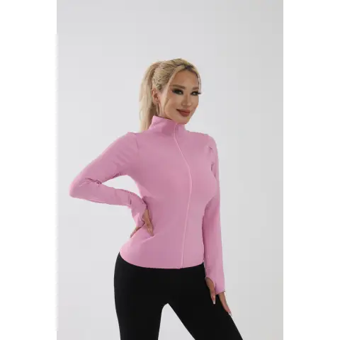 Women's sportswear (zipper long sleeve) Pink S size