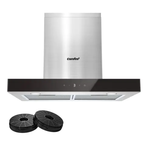 MIDEA-COMFEE Dunstabzugshaube 60 cm, Klasse A+++, Edelstahl Dunstabzugshaube, 650 m³/h mit LED, Umluft- und Abluftsystem, und Kohlefilter TSHM77SS-60