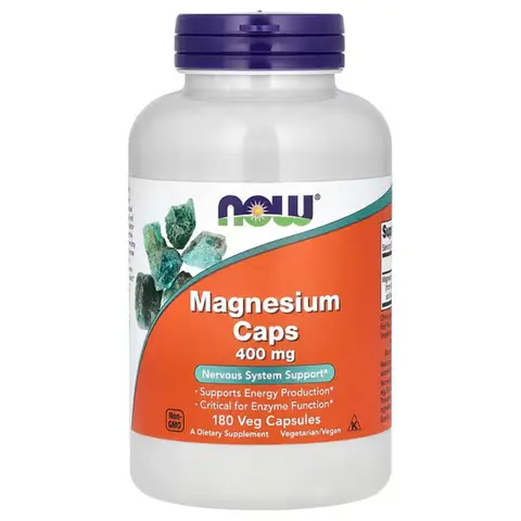 NOW Foods Magnesium Muscle Relaxation 400mg Capsules - 180 Vegan Capsules