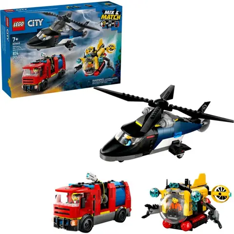 LEGO City 60462 Hubschrauber, Feuerwehrauto & U-Boot Remix Set