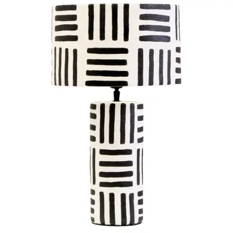 Carta 50cm Black And White Stripe Papier Mache Table Lamp
