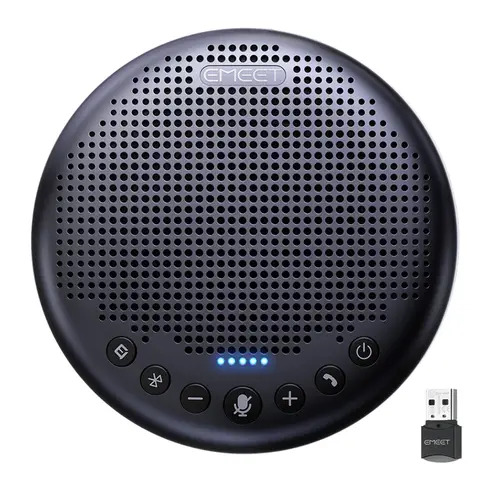 EMEET 8-Mic Bluetooth Conference Speaker, 360° Voice Pickup, AI Noise Reduction, Dual Connection, 5W Speaker Lunaplus